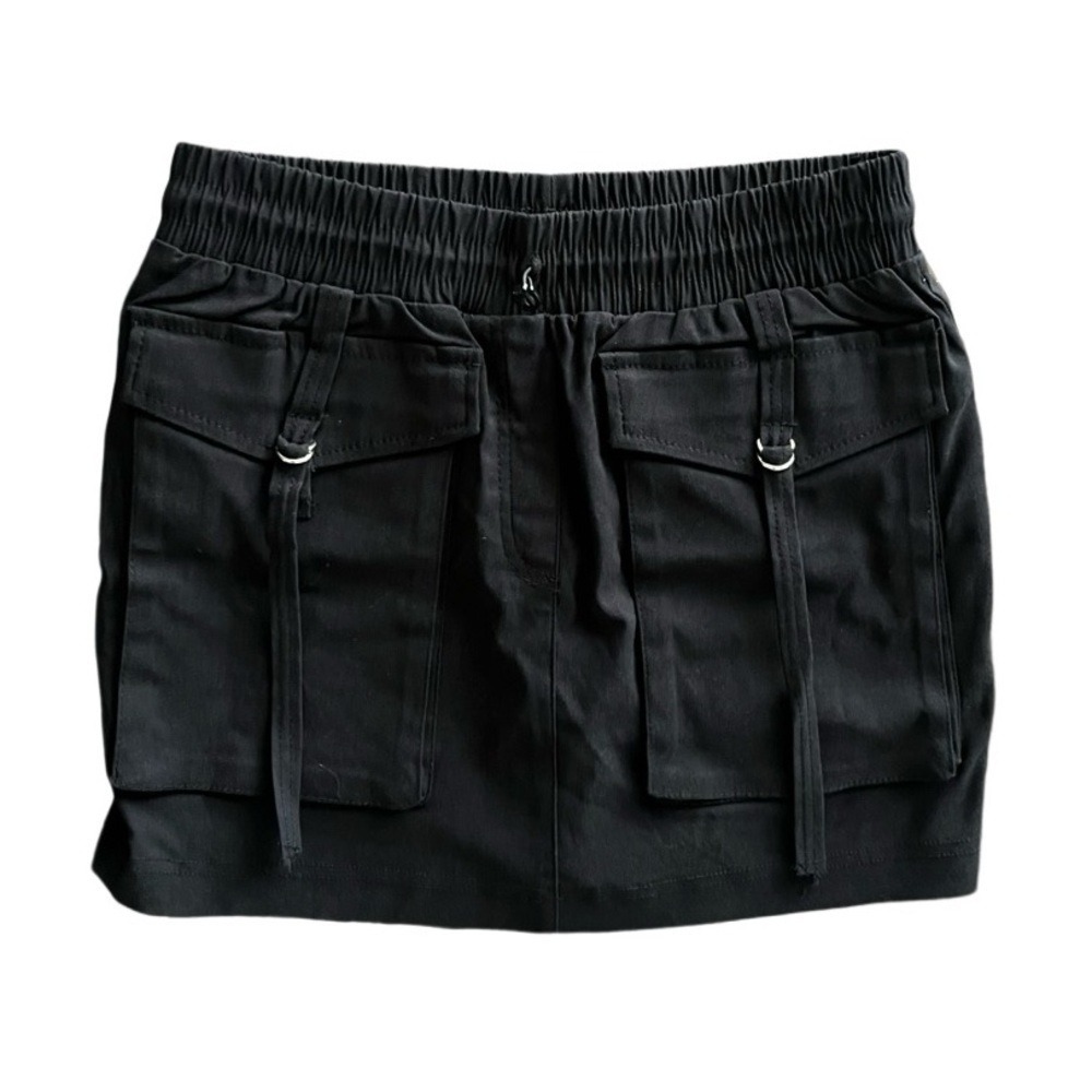 Rue 21 Y2K Skirt Size Small Black Toggle Waist Cargo Pocket Mini Whimsigoth Punk